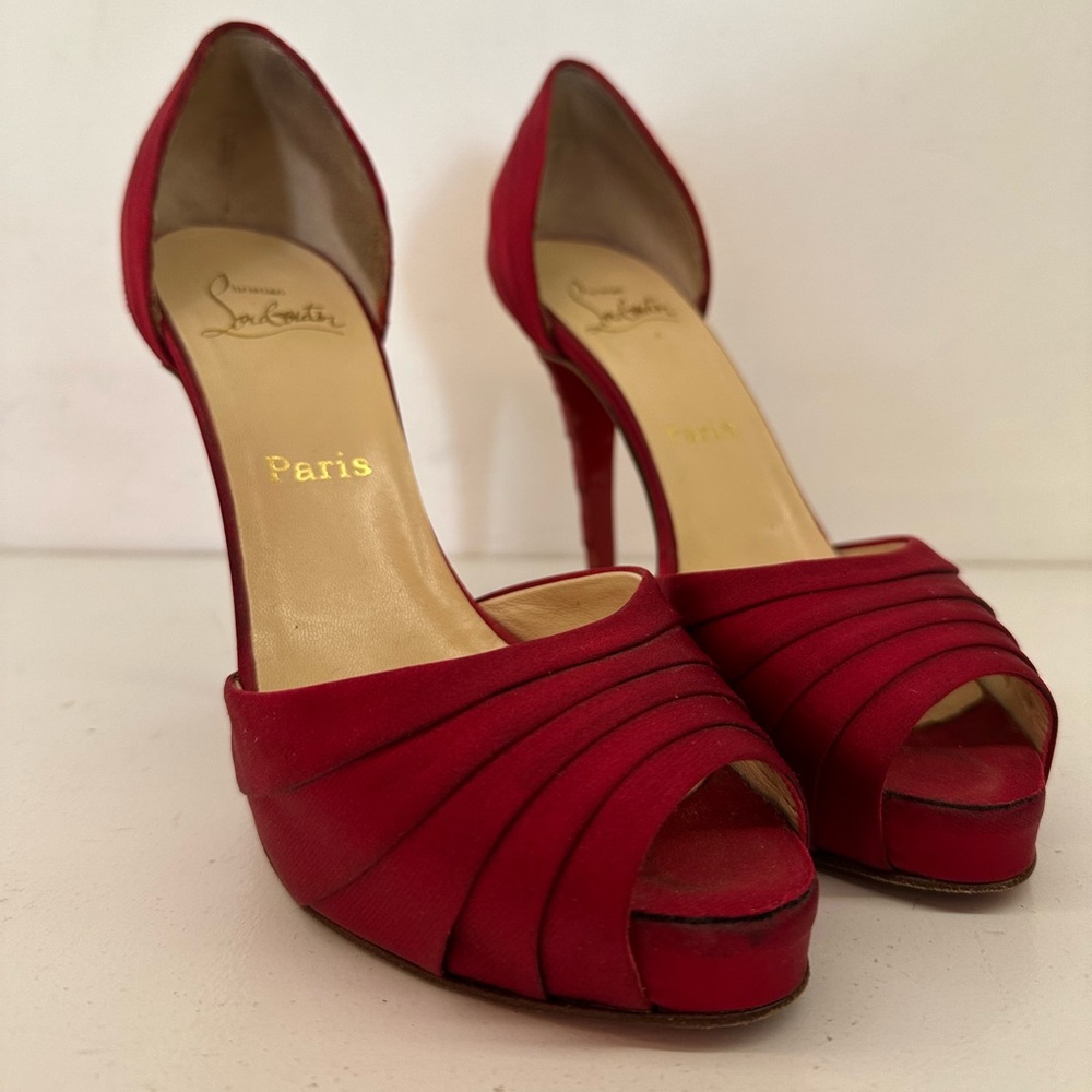 Christian Louboutin Red Heels Satin Elegance